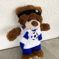 4 teilige Fußballkleidung für Teddybär 30 cm  blau  und weiß für Fußballfans  Bärenkleidung ! Bild 2