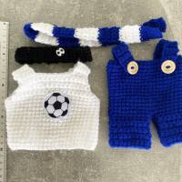 4 teilige Fußballkleidung für Teddybär 30 cm  blau  und weiß für Fußballfans  Bärenkleidung ! Bild 6