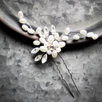 Haarklemme, Haarspange, Haarnadel, Perlen und Strass, Hochzeit Bild 2