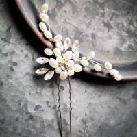 Haarklemme, Haarspange, Haarnadel, Perlen und Strass, Hochzeit Bild 3