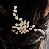 Haarklemme, Haarspange, Haarnadel, Perlen und Strass, Hochzeit Bild 4