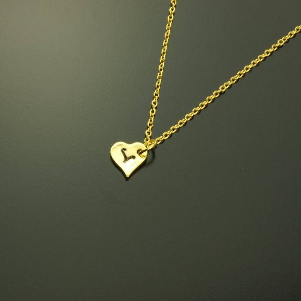Kette Anhänger Wunsch Buchstabe Herz Gravur golden