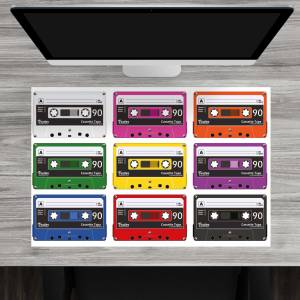 Schreibtischunterlage – Bunte Kassetten – 70 x 50 cm – Schreibunterlage für Kinder aus erstklassigem Premium Vinyl – Mad Bild 1