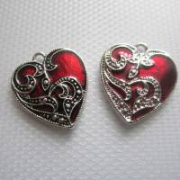 0,95 EUR/Stk. 2x Charms Anhänger Herz Gothic Emaille mit hellem oder mit dunklem Ornament zur Auswahl Bild 3