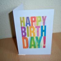 Geburtstagskarte, Klappkarte zum Geburtstag mit Kuvert, " Happy Birthday", Postkarte