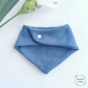 Personalisiertes Halstuch mit Namen - Musselin - verschiedene Farben und Größen - indigo blau Bild 3