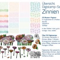 Digistamp-Set Zinnien, frühlinghafte Blumen, Bauerngarten, florales Digipapier, digitales Stempelset Zinnia zum plotten Bild 10