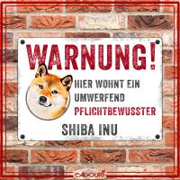 Hundeschild WARNUNG! mit Shiba Inu, wetterbeständiges Warnschild Bild 2