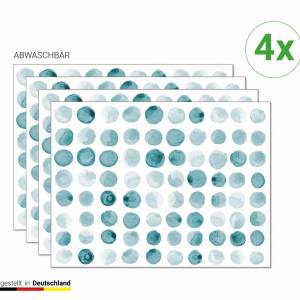 Tischsets I Platzsets abwaschbar - Grüne Punkte Muster - 4 Stück - 40 x 30 cm - rutschfeste Tischdekoration aus Vinyl - Bild 1