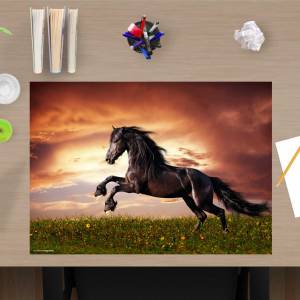 Schreibtischunterlage – Schwarzes Pferd – 60 x 40 cm – Schreibunterlage für Kinder aus erstklassigem Premium Vinyl – Mad Bild 1