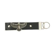 Schwarzer LEDER Schlüsselanhänger mit silbernen runden Concho und Türkis Bild 2