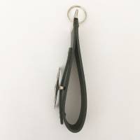 Schwarzer LEDER Schlüsselanhänger mit silbernen runden Concho und Türkis Bild 4