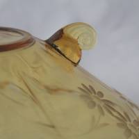 gelbe Glasschale gewellter Rand Vintage Blüten Bild 6