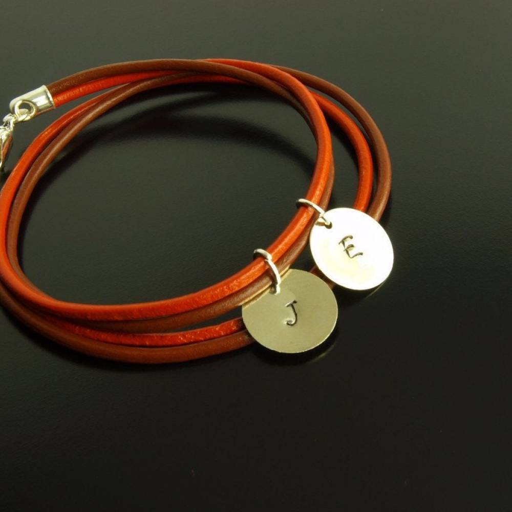 Leder Armband Buchstabe Gravur Stempeln braun