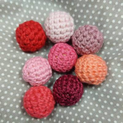 Häkelkugel/Häkelperlen für Schnullerketten, Greiflinge etc. - rötliche Töne