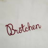 Baumwoll- Brötchenbeutel / Brötchentüte in creme und kariertem Rand  mit Schriftzug "Brötchen"  - Zero Waste Bild 3
