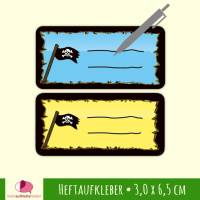 24 Heftaufkleber | Pirat - Schulaufkleber zum selbstbeschriften - 3,0 x 6,5 cm Bild 1