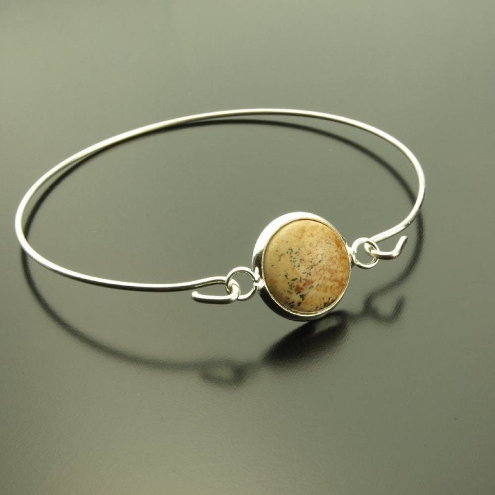 Armreif Cabochon Gelber Jaspis Jasper silbern