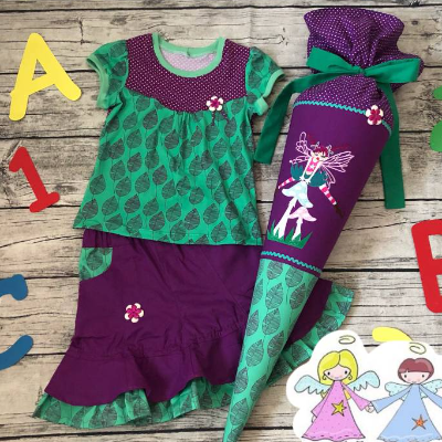 zauberhaftes Set zur Einschulung * Schultüte & Rock & Shirt gr.122/128 *