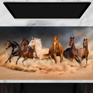 Schreibtischunterlage XXL – Wilde Pferdeherde – 100 x 50 cm – Schreibunterlage für Kinder aus erstklassigem Premium Viny Bild 1