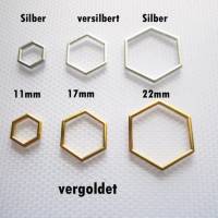 6x Verbinder Hexagon Sechseck 2 Farben, 3 Größen zur Auswahl für Schmuckherstellung, stricken, häkeln Bild 1
