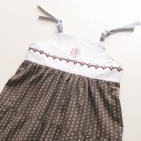 Sommerkleid mit Stickerei, braun weiß, 104 110, Leinen Baumwolle, Upcycling Bild 4