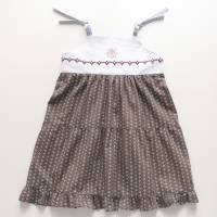 Sommerkleid mit Stickerei, braun weiß, 104 110, Leinen Baumwolle, Upcycling Bild 5