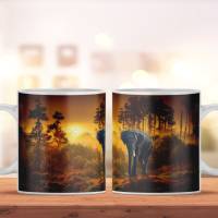 Bedruckte Tasse mit tollem Landschafts- und Elefanten Motiv, wunderschöne Tasse als perfekte Geschenkidee Bild 1
