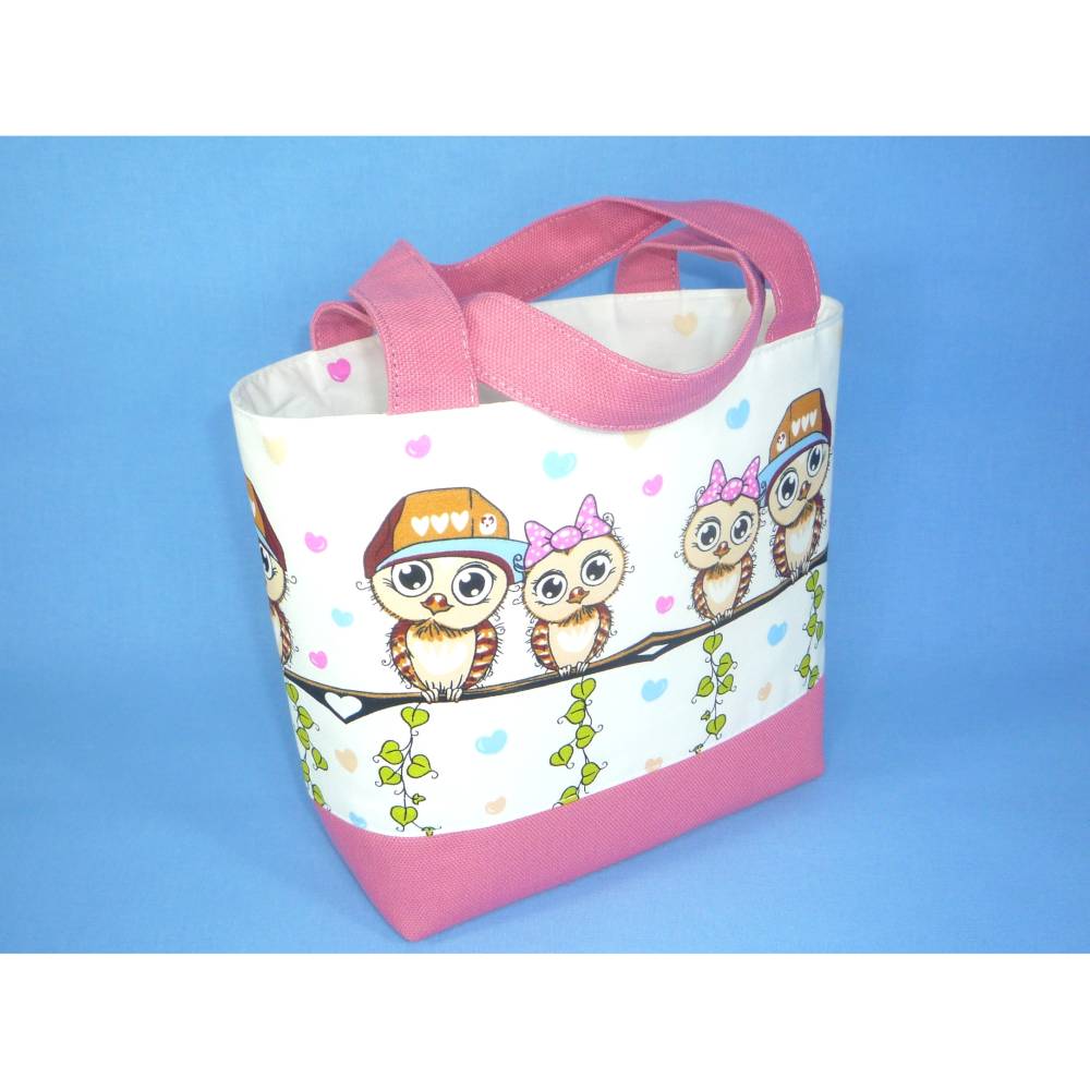 Kindertasche mit einem süßen Eulenpaar  / Kindergartentasche / Kita Tasche Bild 1