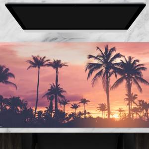 Schreibtischunterlage XXL – Palmen im Sonnenuntergang – 100 x 50 cm – Schreibunterlage für Kinder aus erstklassigem Prem Bild 1