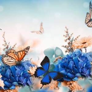 Schreibtischunterlage XXL – Frühlingswiese mit Schmetterling – 100 x 50 cm – Schreibunterlage für Kinder aus erstklassig Bild 2