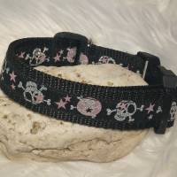 Hundehalsband Halsband "Skulls", rosa auf schwarz ca. 29cm-43cm, 2,5cm breit Bild 3