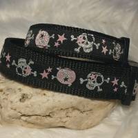 Hundehalsband Halsband "Skulls", rosa auf schwarz ca. 29cm-43cm, 2,5cm breit Bild 4
