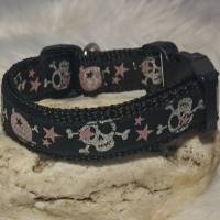 Hundehalsband Halsband "Skulls", rosa auf schwarz ca. 29cm-43cm, 2,5cm breit Bild 5