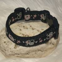 Hundehalsband Halsband "Skulls", rosa auf schwarz ca. 29cm-43cm, 2,5cm breit Bild 6