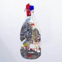 Treibholz Mobile mit Glasflasche, lustiges Geschenk, Traumfänger, Fensterdeko, Gartendekoration, geschmolzene Glasflasch Bild 4