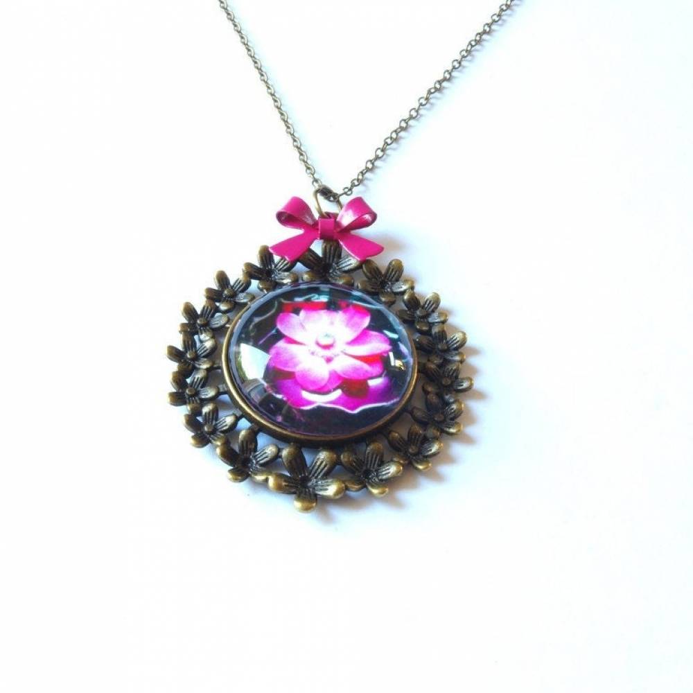 Kette bronze vintage Blume Blüte rosa pink weiß
