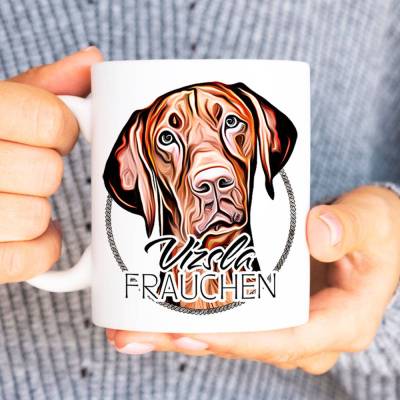 Hunde-Tasse VIZSLA FRAUCHEN mit Hunderasse im Cartoon-Stil┊tolle Geschenkidee für Hundebesitzer