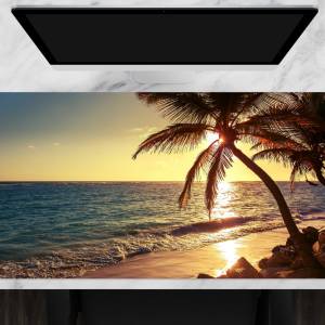 Schreibtischunterlage XXL – Palmen am Strand – 100 x 50 cm – Schreibunterlage für Kinder aus erstklassigem Premium Vinyl Bild 1