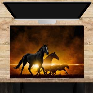 Schreibtischunterlage – Schwarze Pferde bei Sonnenaufgang – 70 x 50 cm – Schreibunterlage aus erstklassigem Premium Viny Bild 1