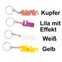 Schlüsselanhänger mit Wunschnamen in verspielter Schrift hergestellt mit dem 3D Drucker Bild 2