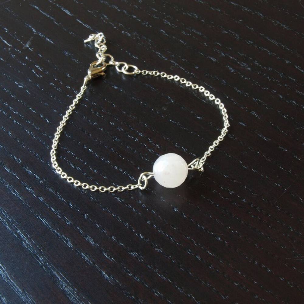 Armreifen Rosenquarz Perle rosa silber Edelstein