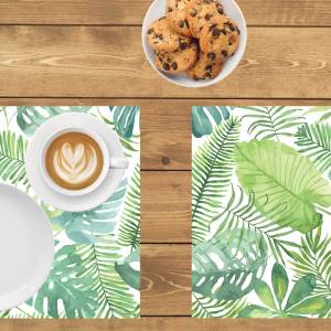Tischsets I Platzsets abwaschbar - Tropische grüne Palmenblätter - 4 Stück - 40 x 30 cm - rutschfeste Tischdekoration au Bild 2
