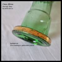 Antike GLASVASE aus der Zeit des Biedermeier - Mundgeblasen in grün mit Blumenmuster und Goldrand Bild 8