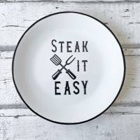 Teller 25cm Ø, Steak it Easy, Keramik handbemalt Bild 2