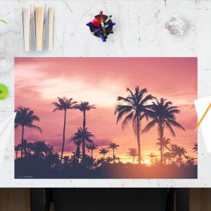 Schreibtischunterlage "Palmen im Sonnenuntergang" 60 x 40 cm Schreibunterlage für Kinder aus erstklassigem Premi Bild 1