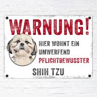 Hundeschild WARNUNG! mit Shih Tzu, wetterbeständiges Warnschild Bild 2