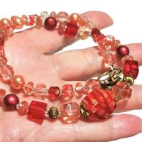 Kette rosa rot apricot handgemacht aus Glasperlen als Collier Geschenk für sie Muttertagsgeschenk Bild 4
