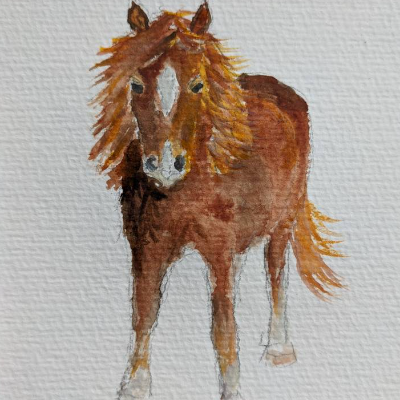 Postkarte Aquarell Pony