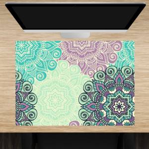 Schreibtischunterlage – Mandala grün-türkis – 70 x 50 cm – Schreibunterlage aus erstklassigem Premium Vinyl – Made in Ge Bild 1